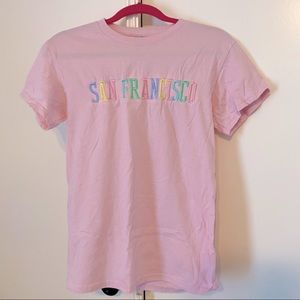 pastel pink san francisco embroidered t-shirt